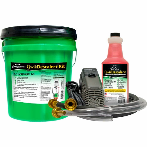 Qwik Products Descaler Solution QT7711 - 1 Quart, Circ. Pump, Mixing Container, Hoses 3 Qwik Products Descaler Solution QT7711 - 1 Quart, Circ. Pump, Mixing Container, Hoses