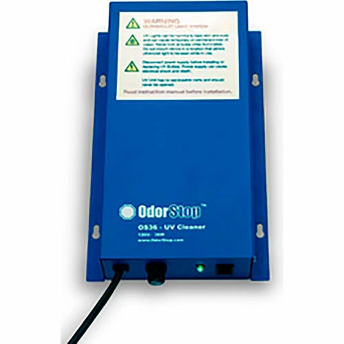 OdorStop UV Air Treatment System with 12" Bulbs, 3500 Sq. Ft., Aluminum, 120V, 24W 3 OdorStop UV Air Treatment System with 12" Bulbs, 3500 Sq. Ft., Aluminum, 120V, 24W